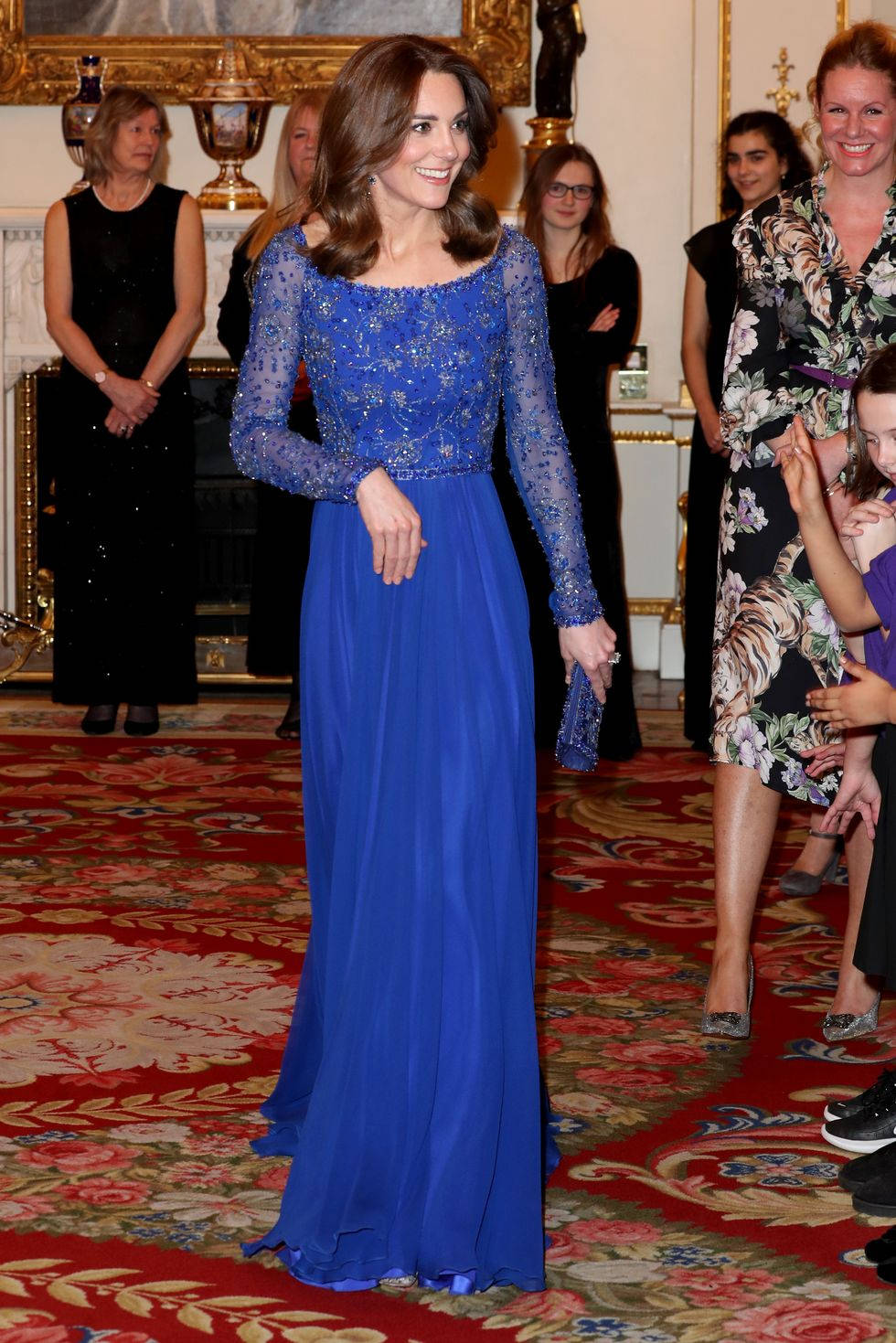 Kate Middleton In Blue Lace Dress