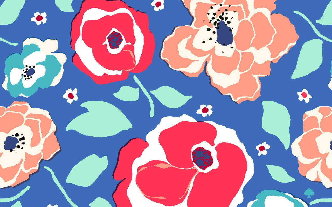Kate Spade Blue Logo With Flowers Wallpaper