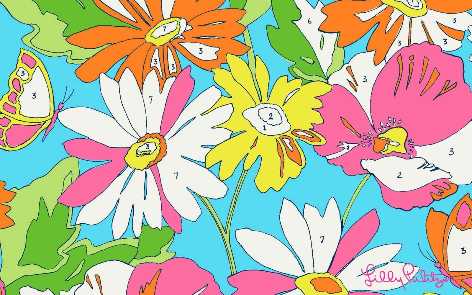A Colorful Flower Pattern Wallpaper
