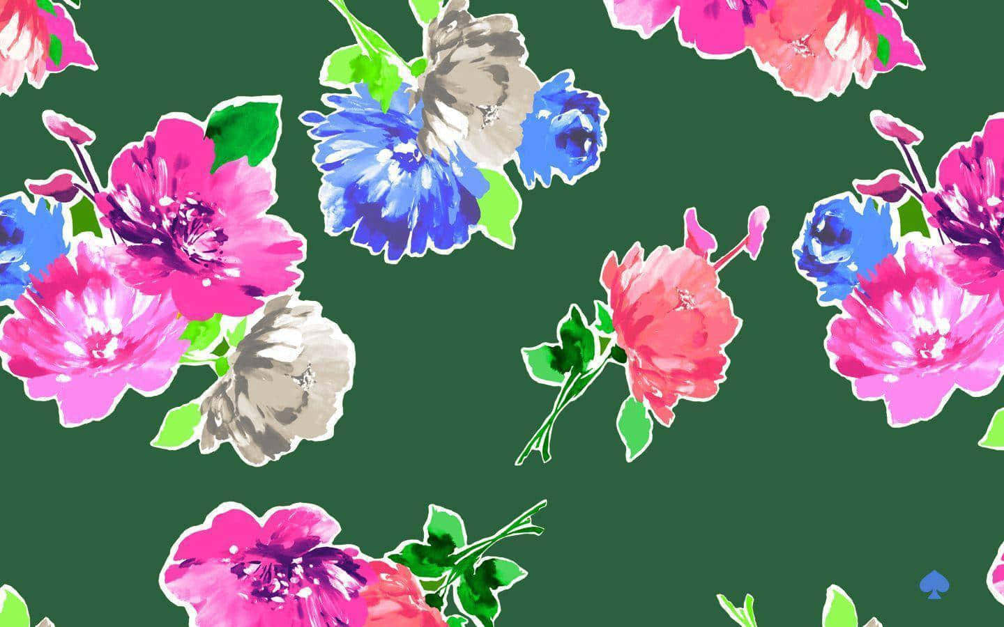 A Floral Pattern With Pink, Purple And Blue Flowers Wallpaper