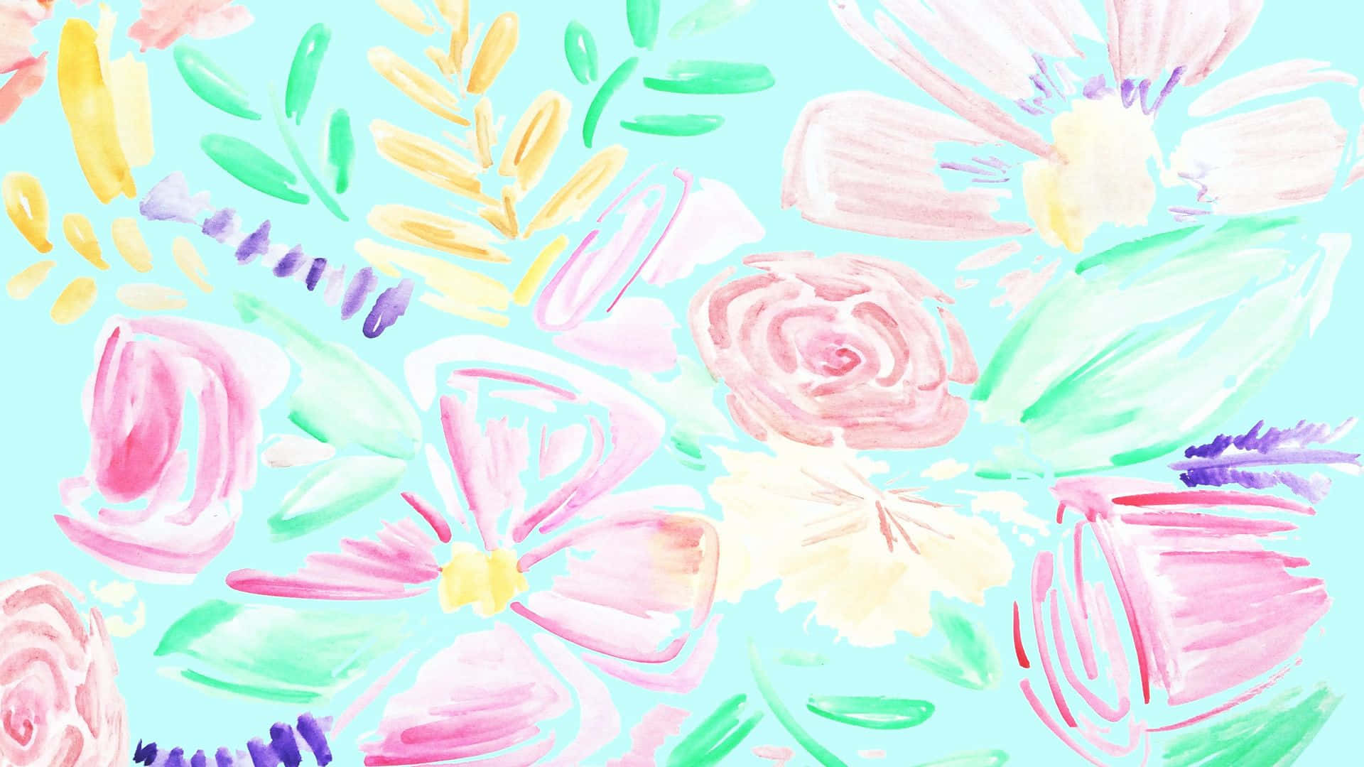 Kate Spade Desktop Watercolor Flowers Leaves Wallpaper