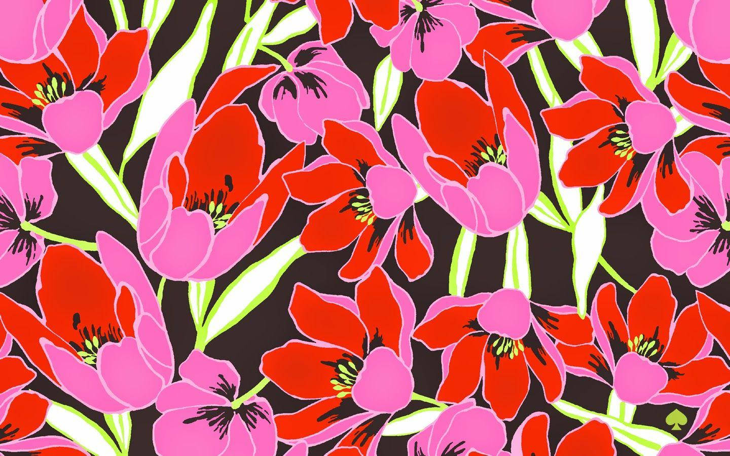 Kate Spade Pink And Red Flowers Wallpaper