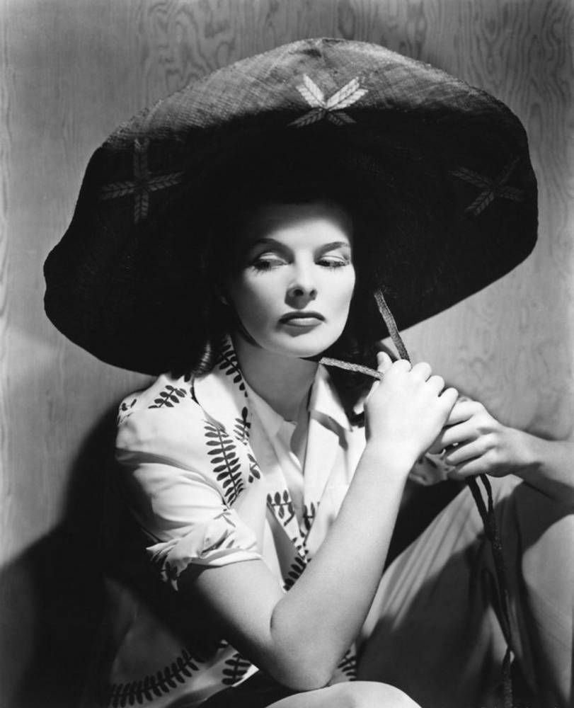 Katharine Hepburn Donning A Huge Hat Wallpaper