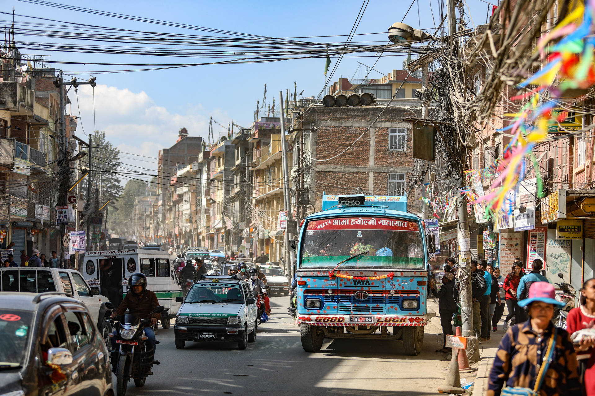 Kathmandu Busy City Road Wallpaper