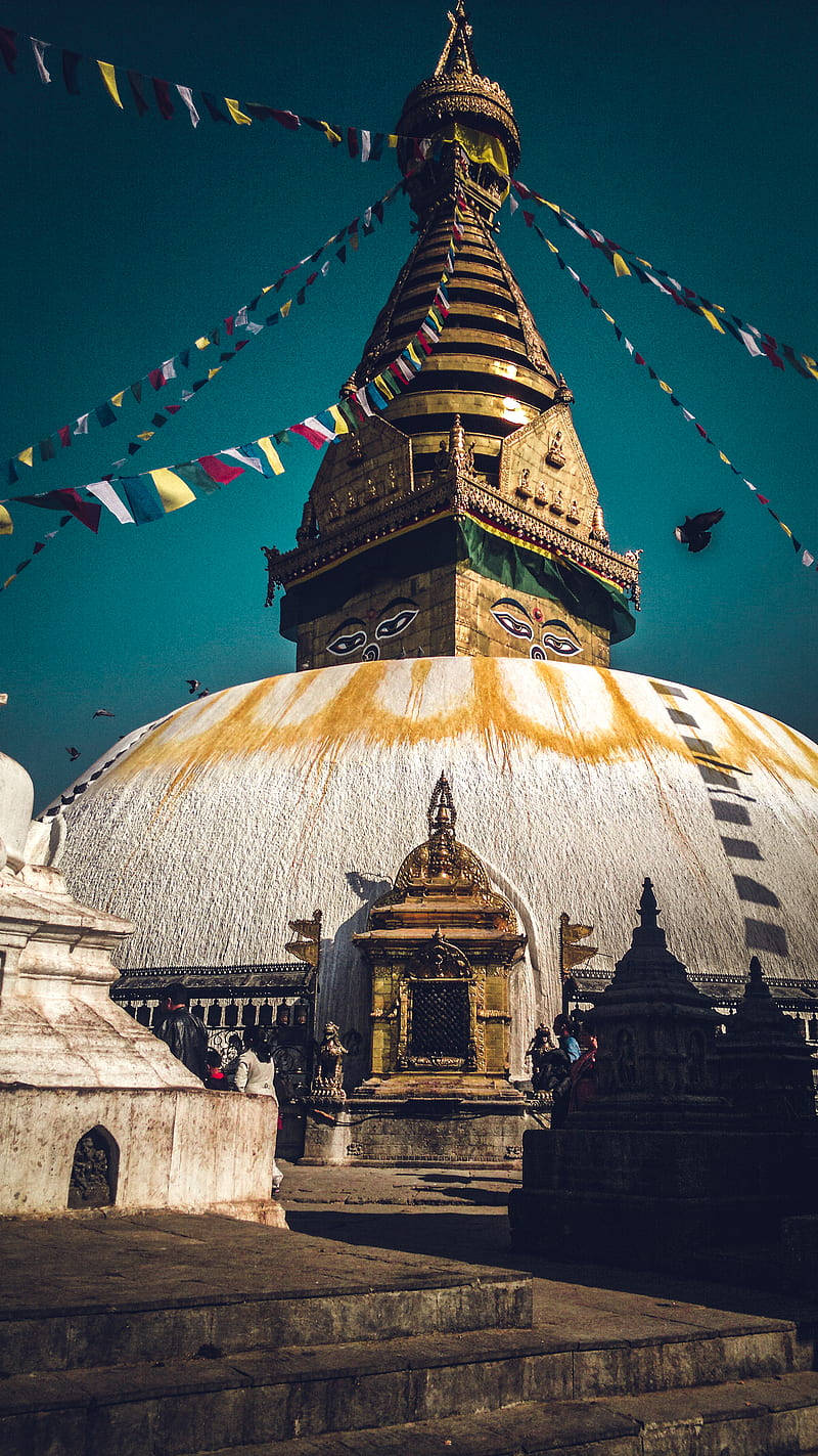 Kathmandu telefon Stupa Wolley stil tema Wallpaper