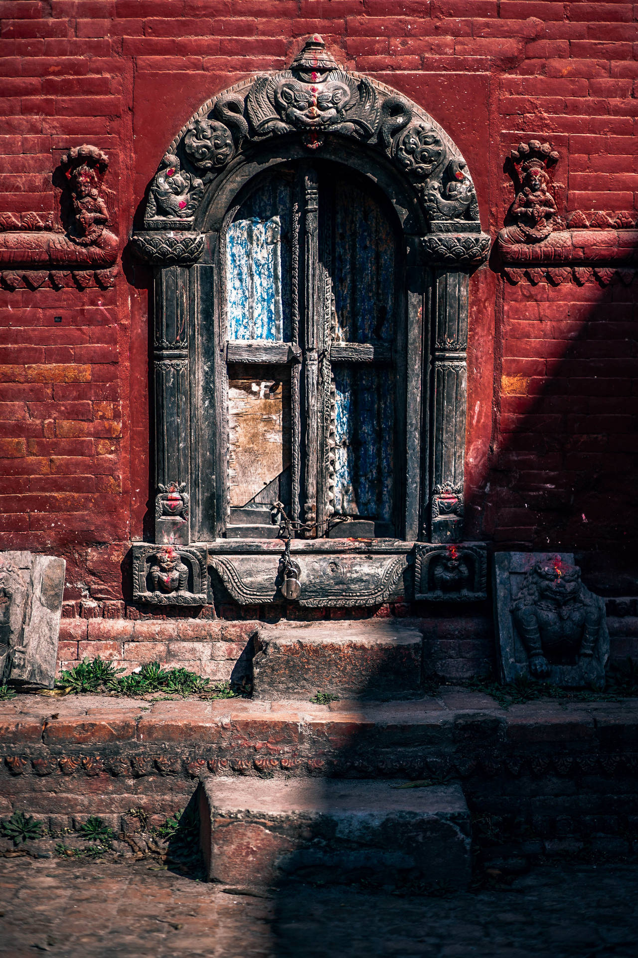 Kathmandu Red Wall Door Wallpaper