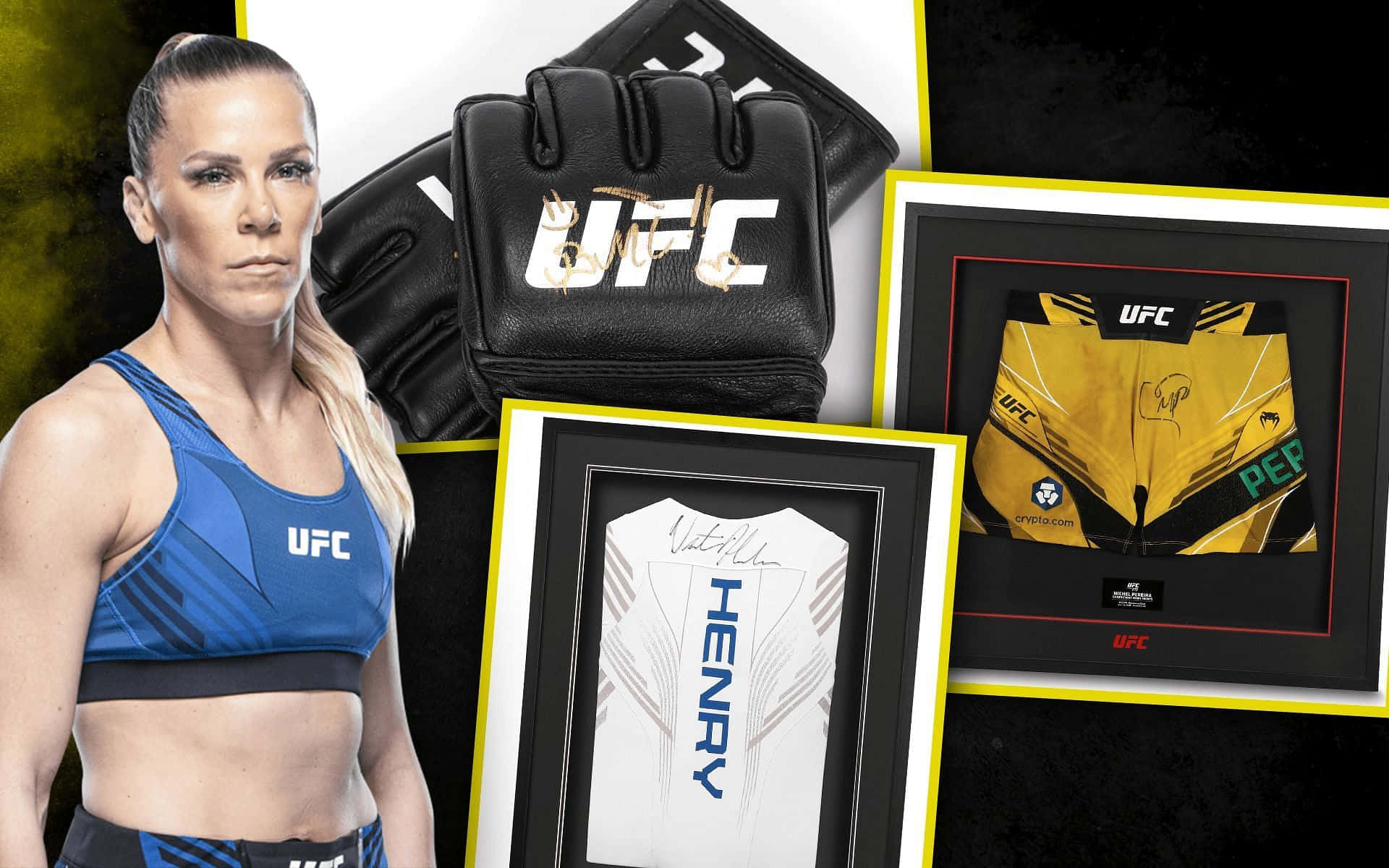 UFC Star Katlyn Chookagian with her Signed Merchandise Wallpaper