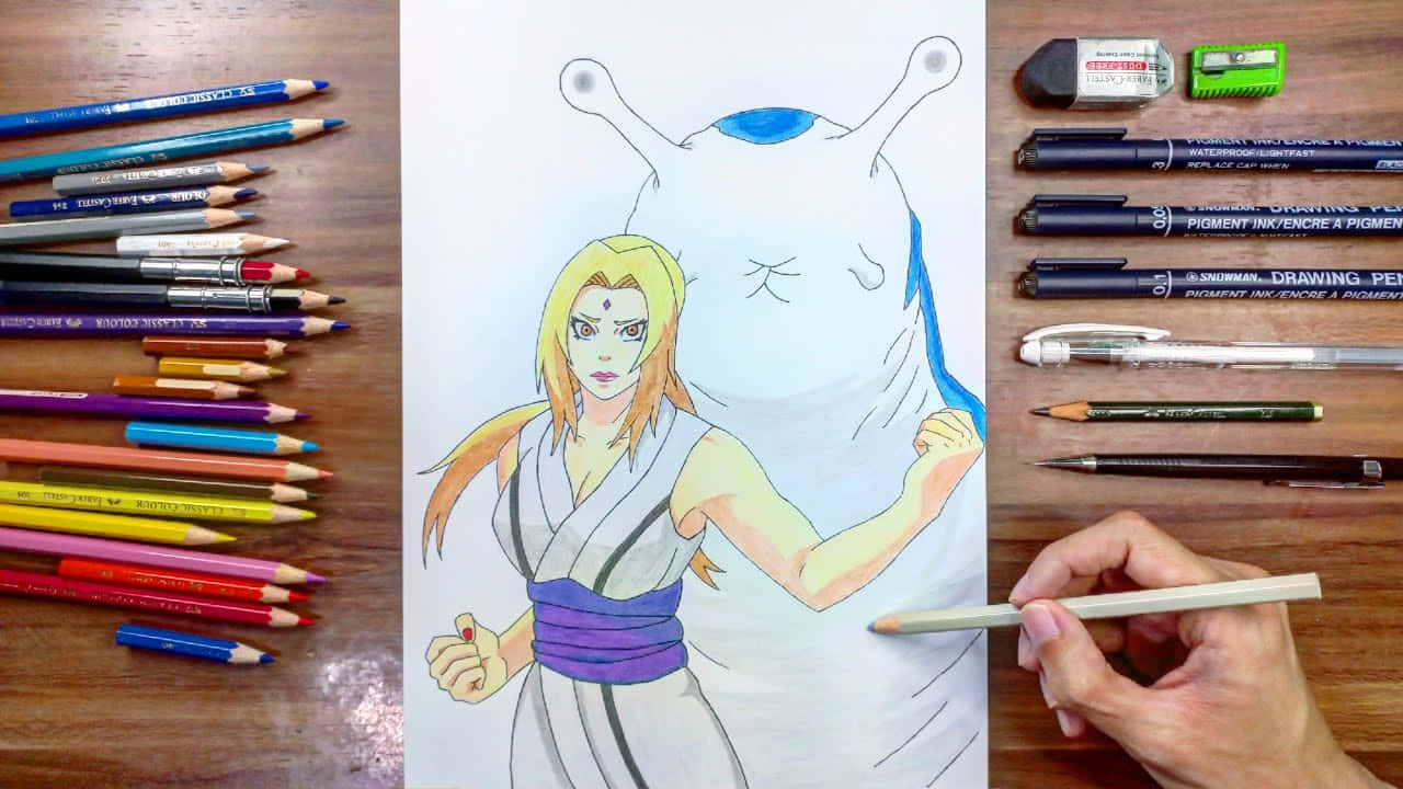 Katsuyu, De Reusachtige Slak Oproep Van Tsunade Uit De Naruto Anime Achtergrond