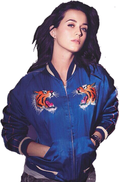 Katy Perry Blue Bomber Jacket PNG