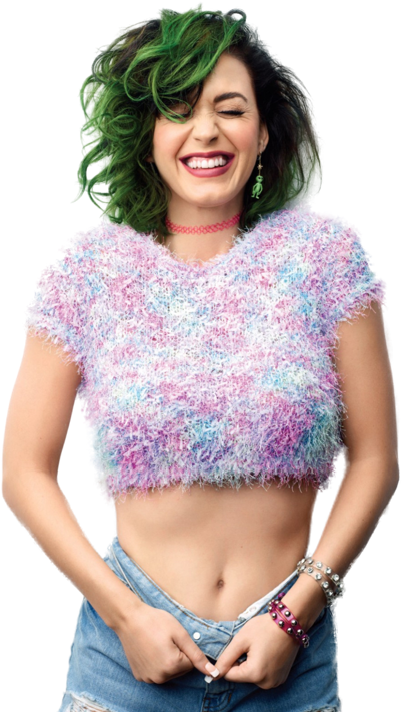 Katy Perry Green Hair Laughing PNG