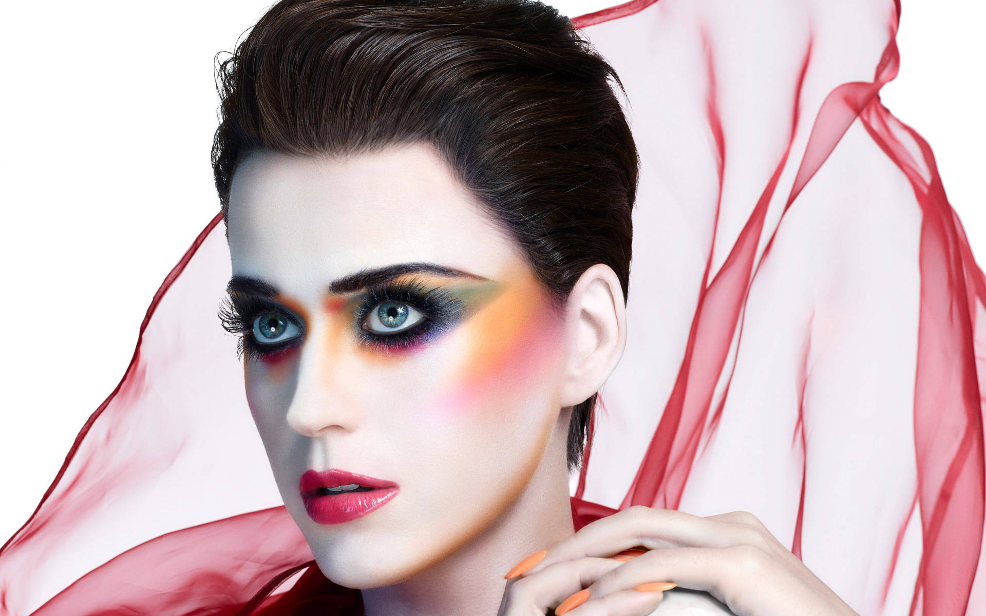 Katy Perry radiates with beauty in couture makeup. Wallpaper