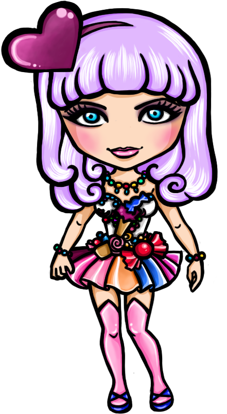 Katy Perry Inspired Cartoon Character PNG