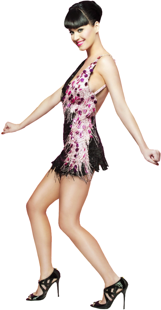 Katy Perry Pink Black Dress Pose PNG