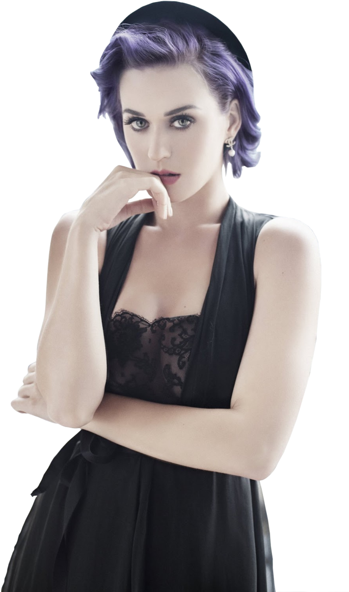 Katy Perry Purple Hair Portrait PNG