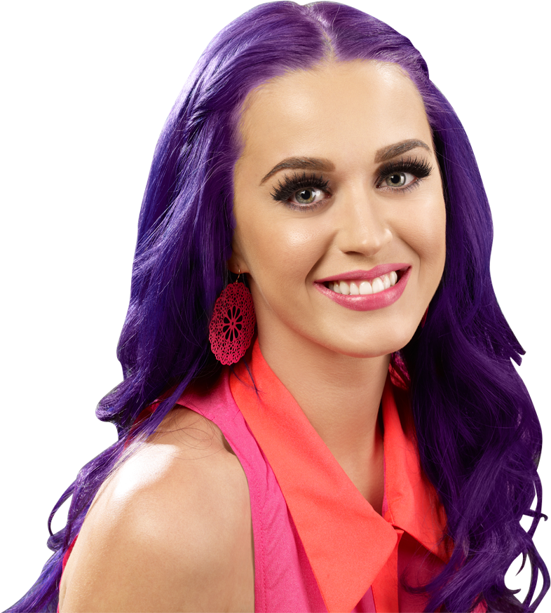 Katy Perry Purple Hair Portrait PNG