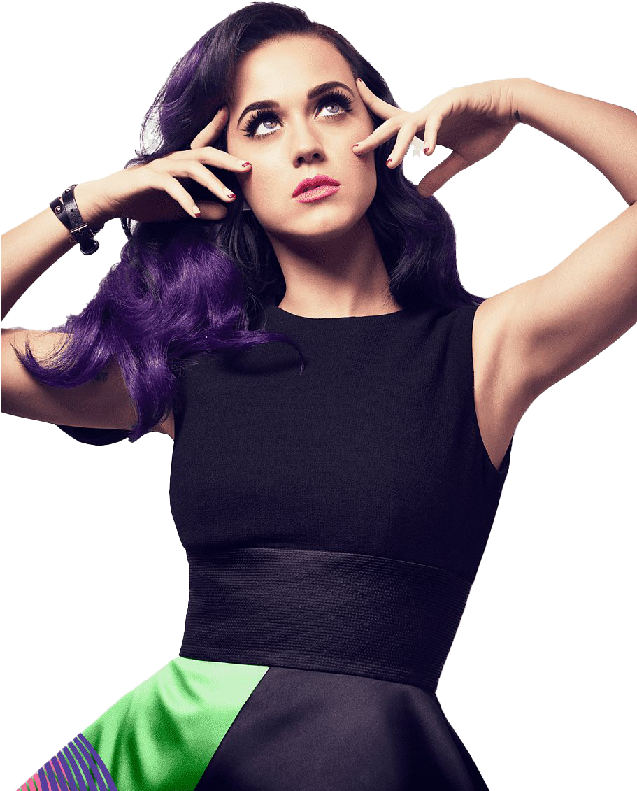 Katy Perry Purple Hair Pose PNG