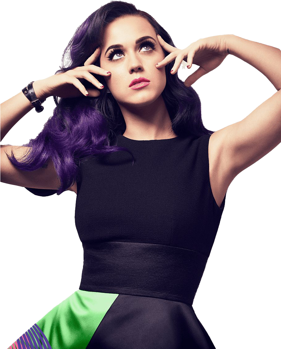 Download Katy Perry Purple Hair Pose | Wallpapers.com