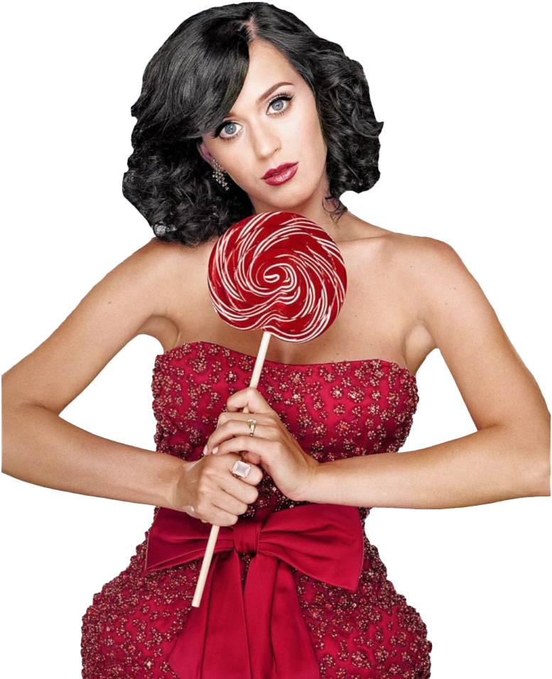 Katy Perry Red Dress Lollipop PNG