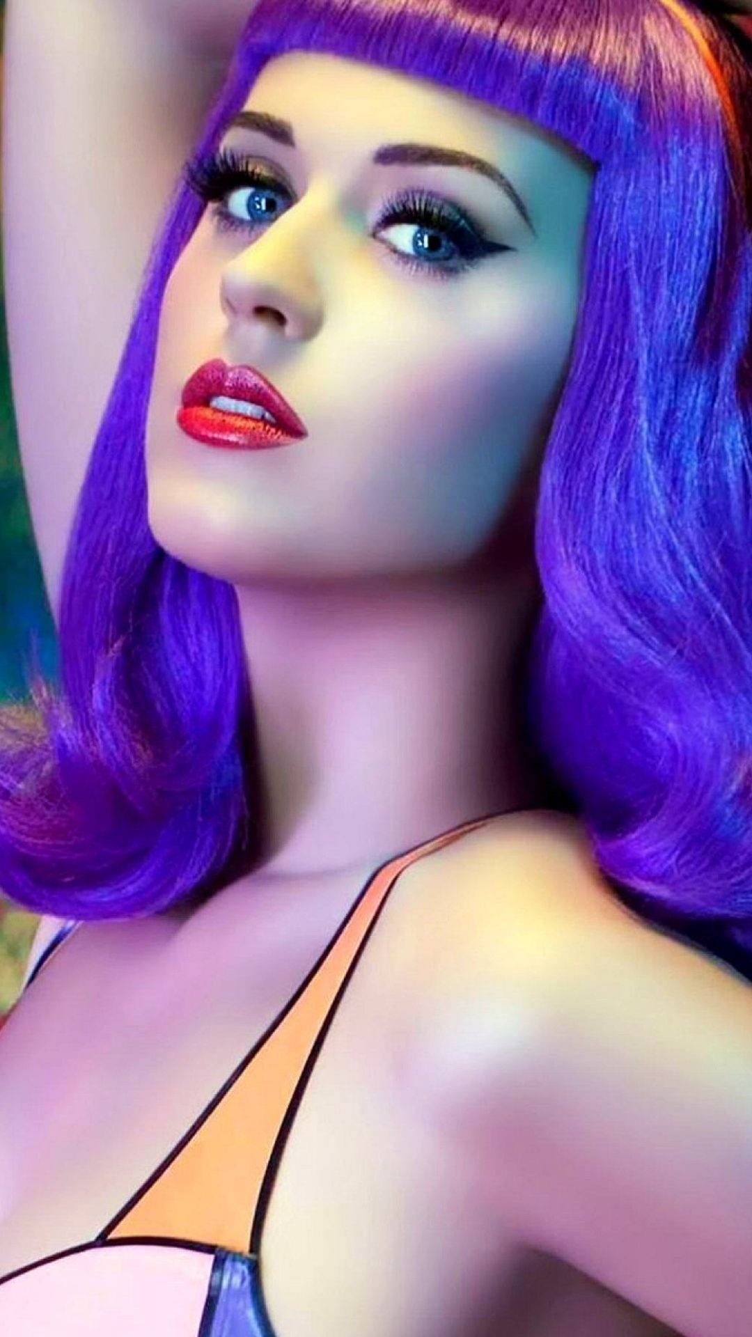 Katy Perry With Purple Wig Background