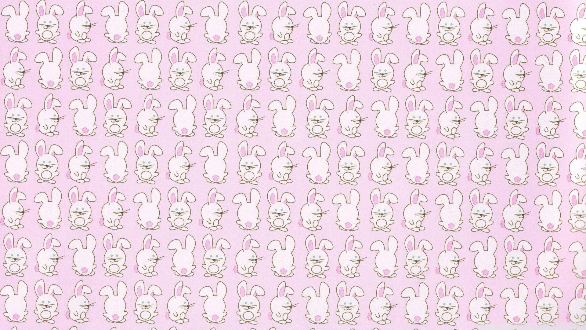 Kawaiiästhetischer Pinker Kaninchen-computer Wallpaper