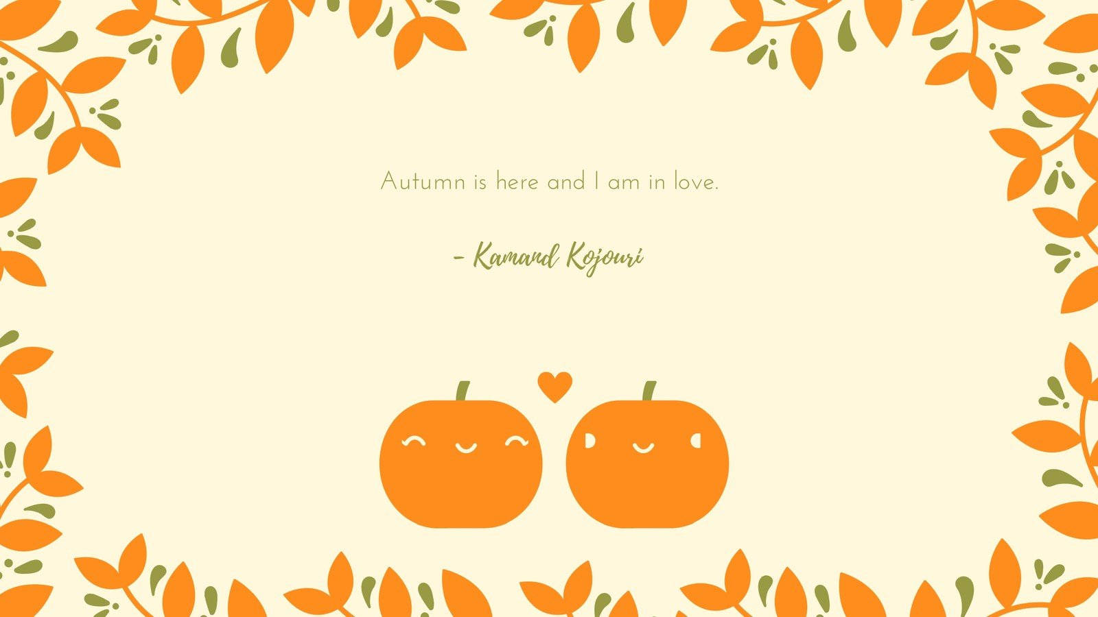 Autumn Is Here In A Cute Frame With Two Oranges Wallpaper