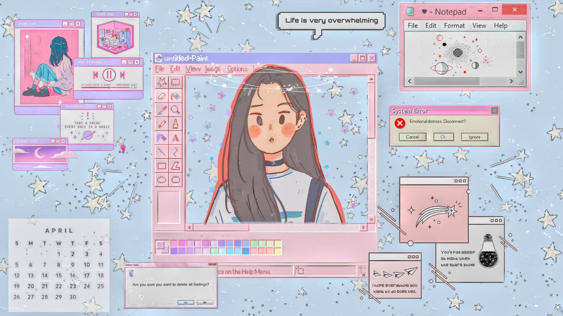 Kawaii Aesthetic Computer Screen Wallpaper