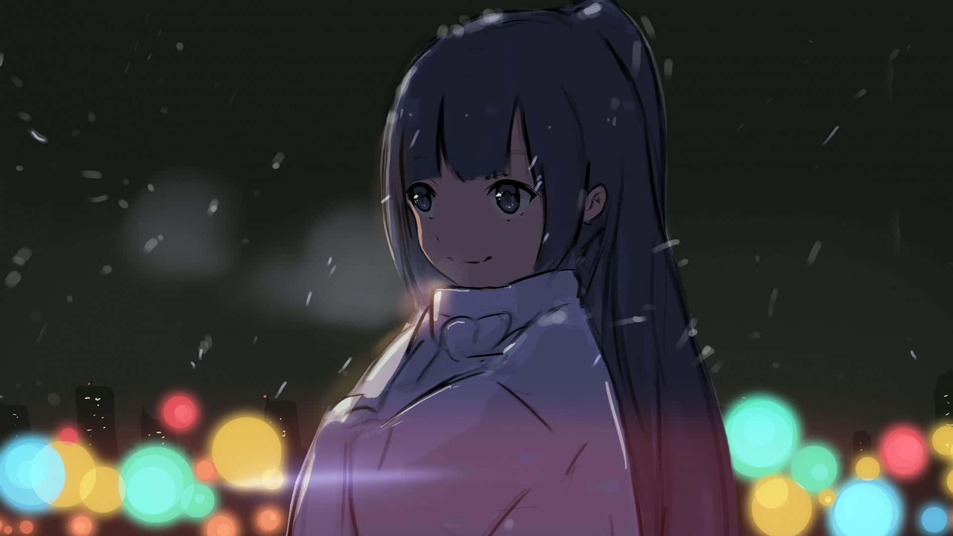 Unachica Con Un Abrigo Blanco Parada En La Nieve Fondo de pantalla