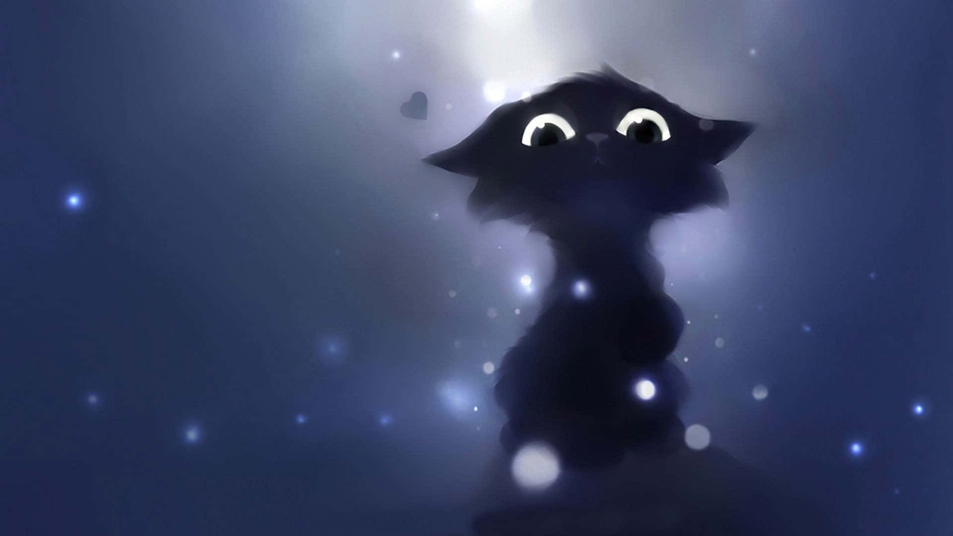 A Black Cat With A Starry Sky Wallpaper