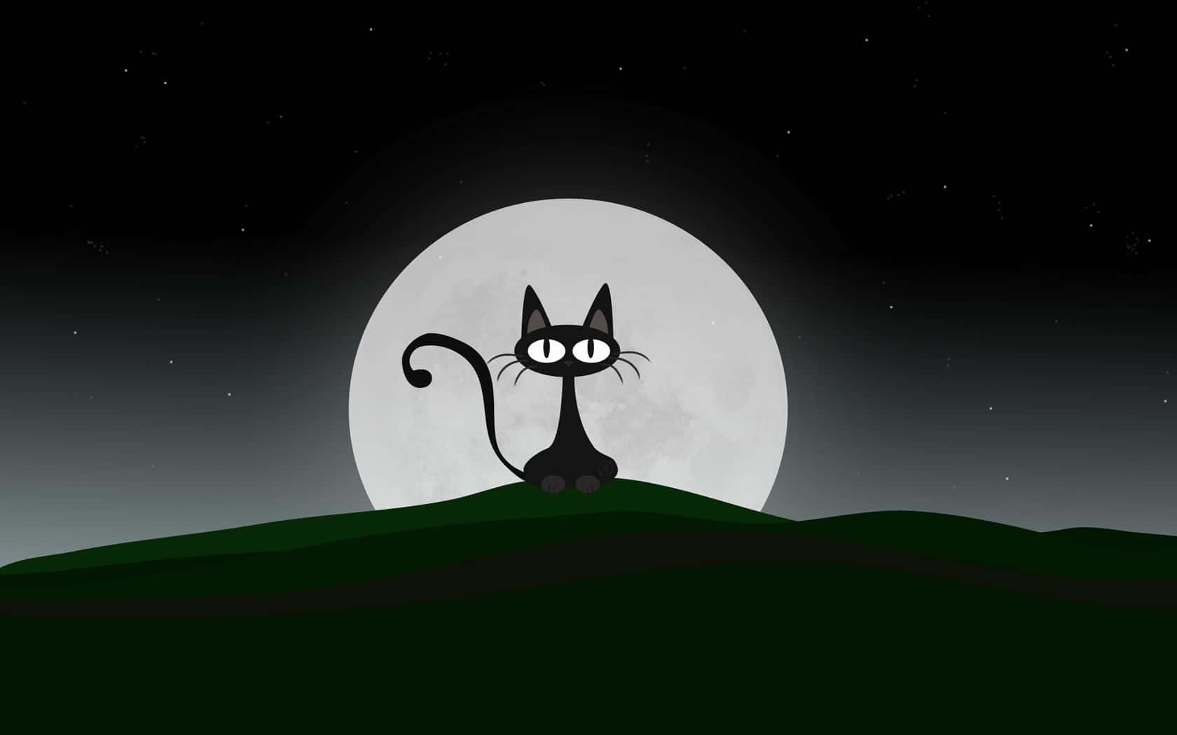 Siluetade Gato Negro De Anime Kawaii. Fondo de pantalla