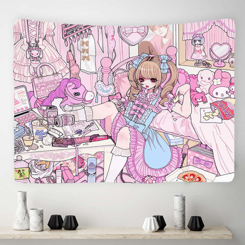 Kawaii Anime Girl Room Aesthetic Wallpaper