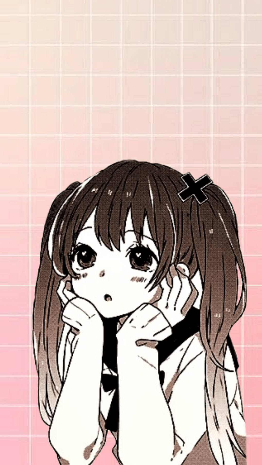 Kawaii Anime Girl With Hands On Chin Wallpaper