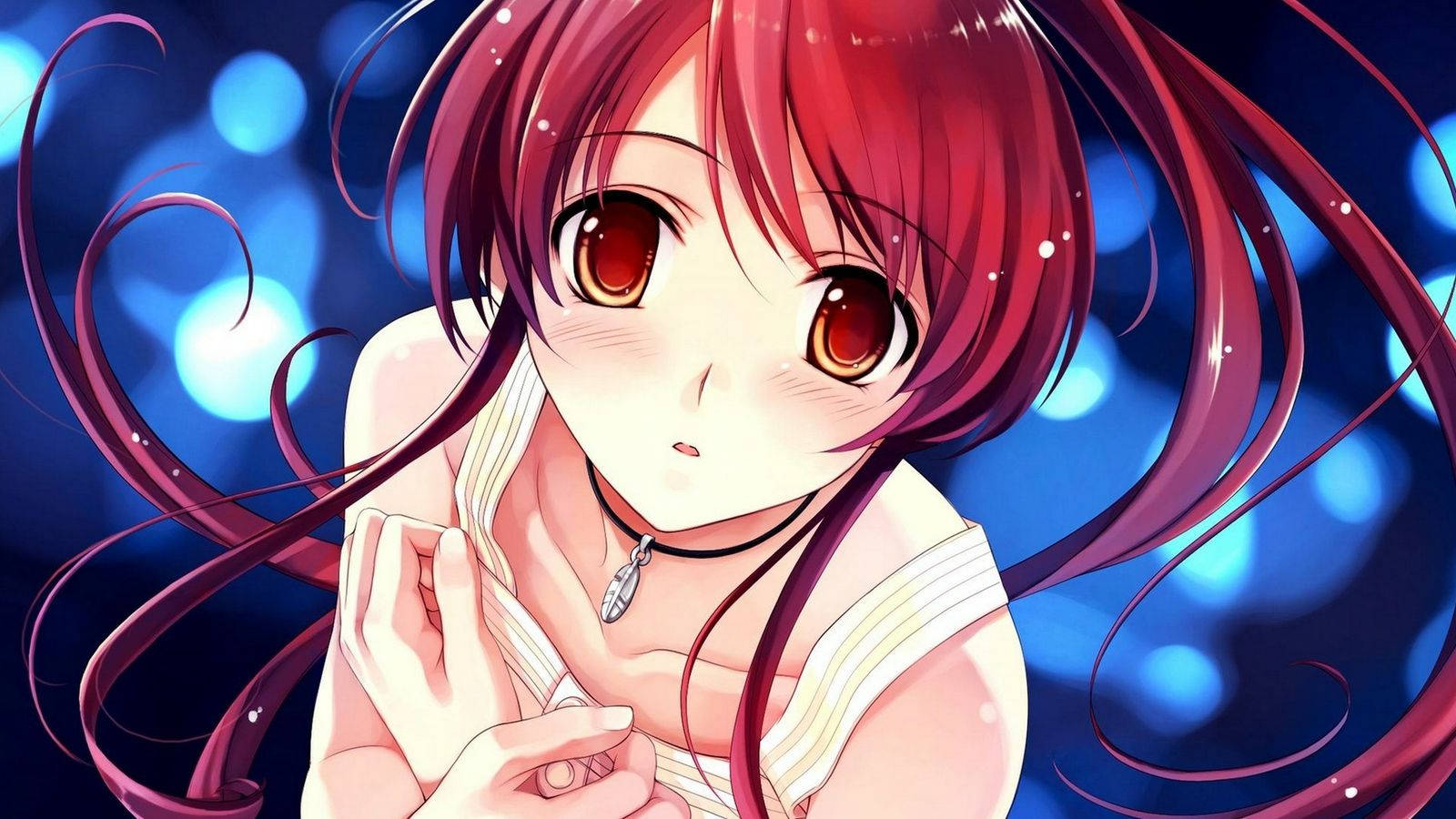 Kawaii Anime Girl With Red Hair Wallpaper