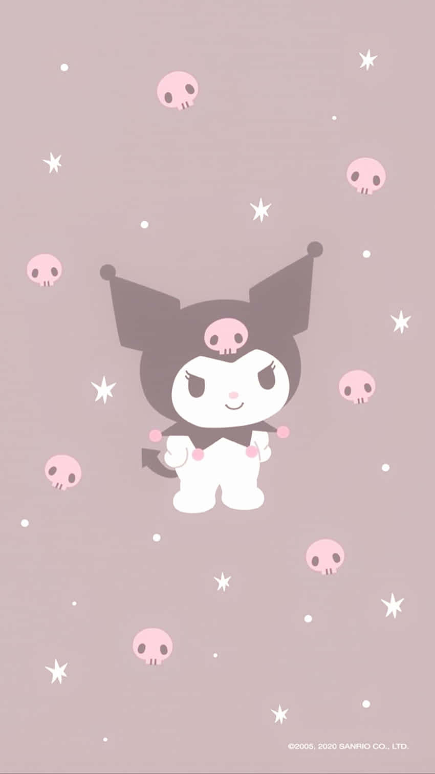 Kawaii Bat Character Pink Background Wallpaper