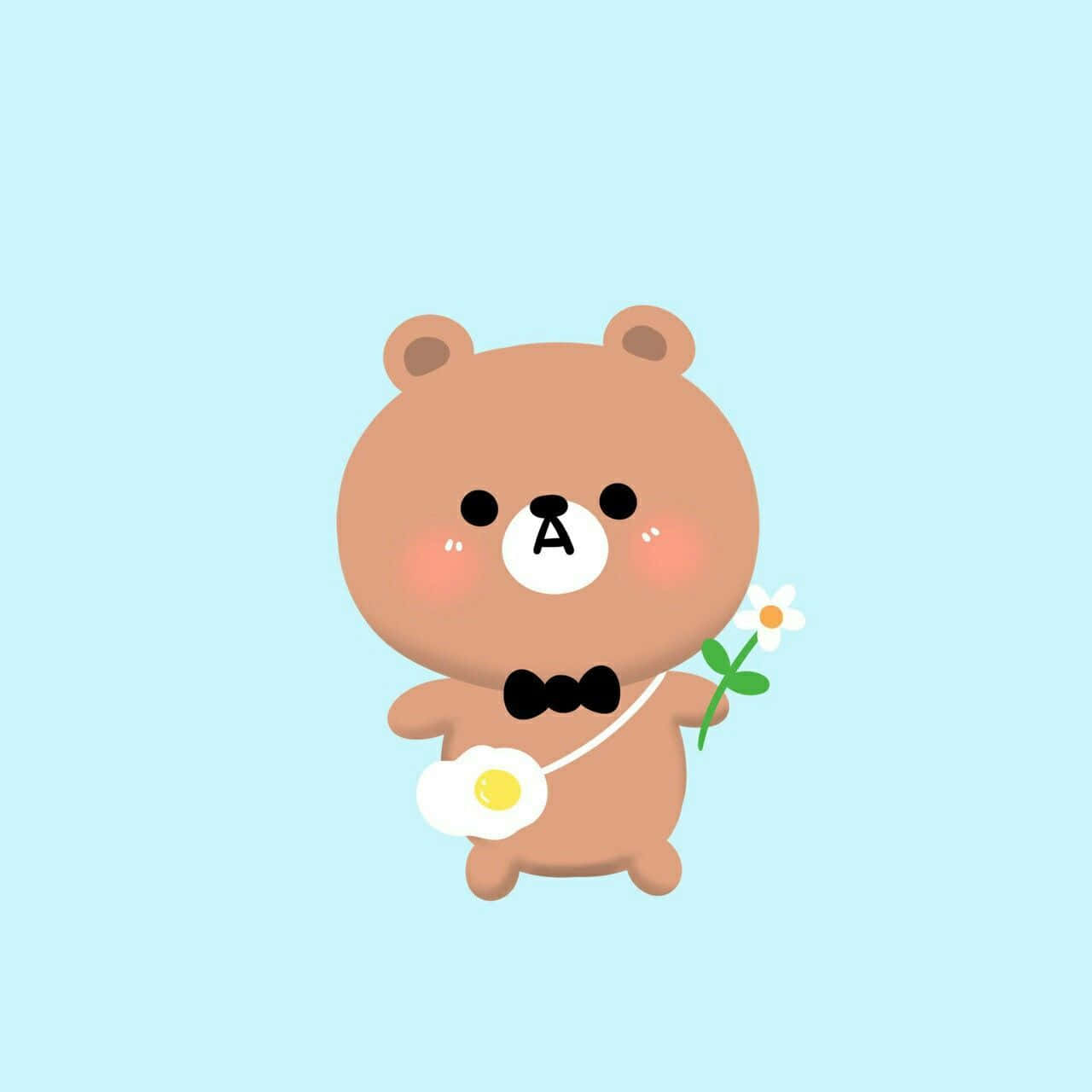 Cute Kawaii Bear illustration of a lovable, cuddly teddy bear with a bow tie Wallpaper