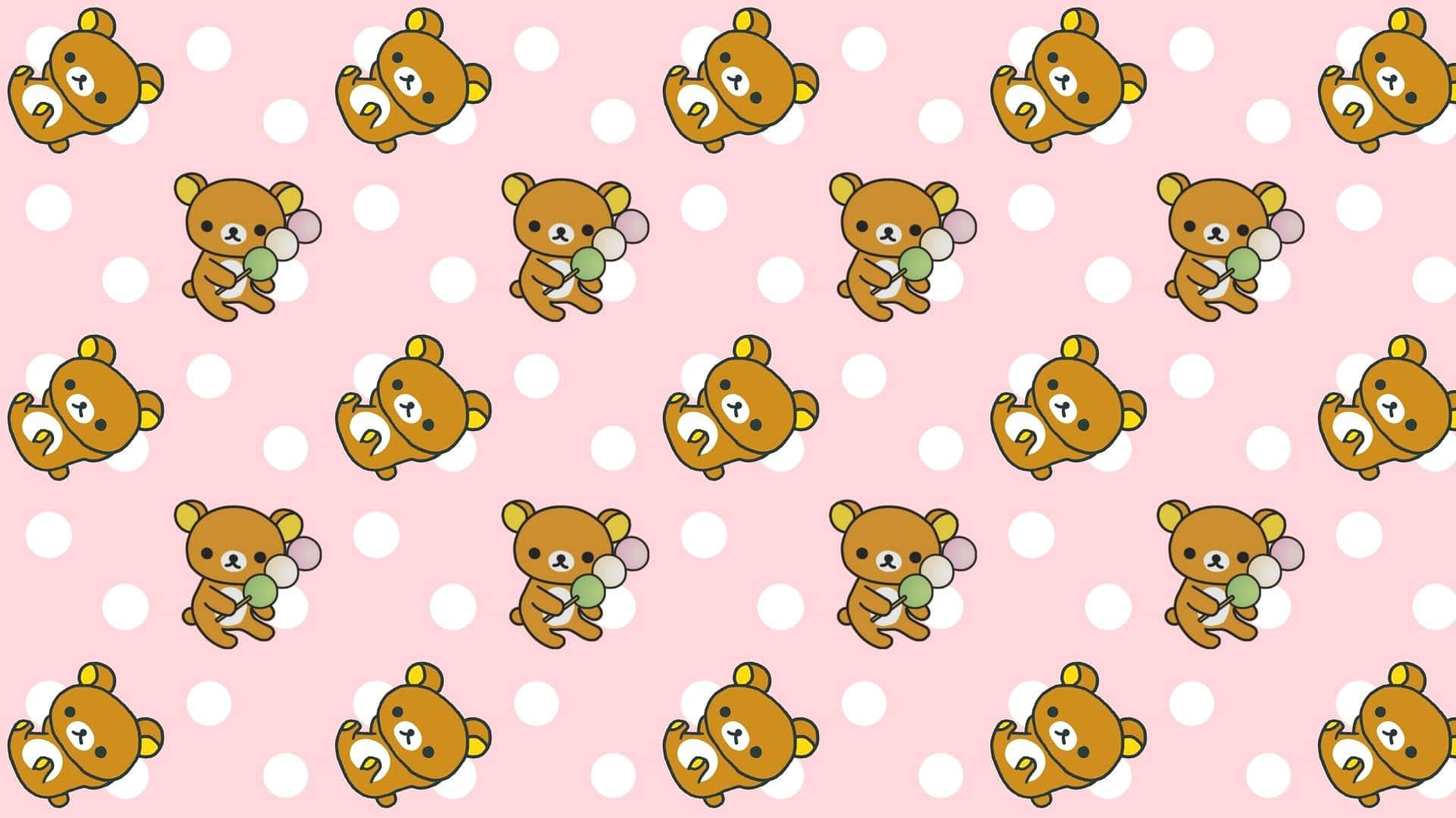 Adorable Kawaii Bear enjoying a cozy moment Wallpaper