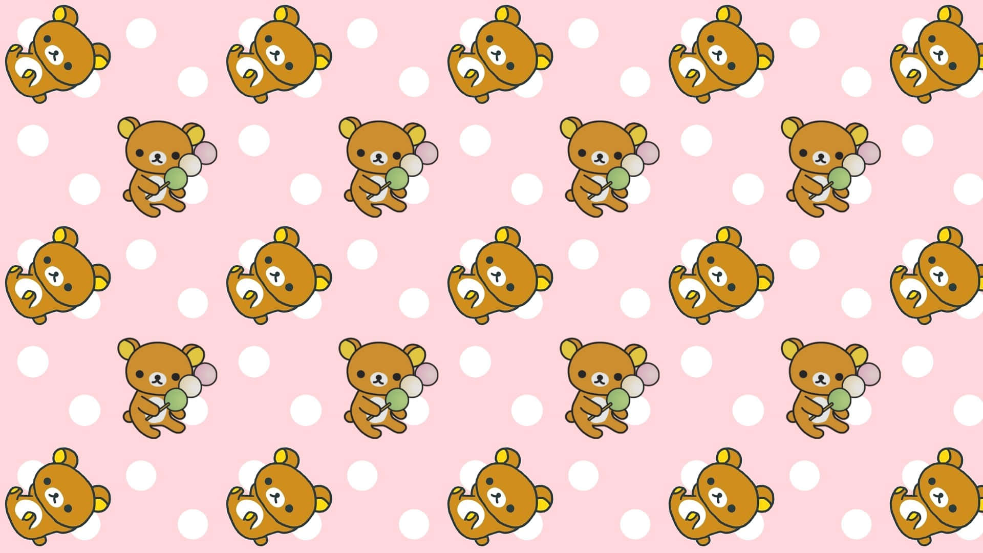 Kawaii_ Bears_ Pattern_ Pink_ Background Wallpaper