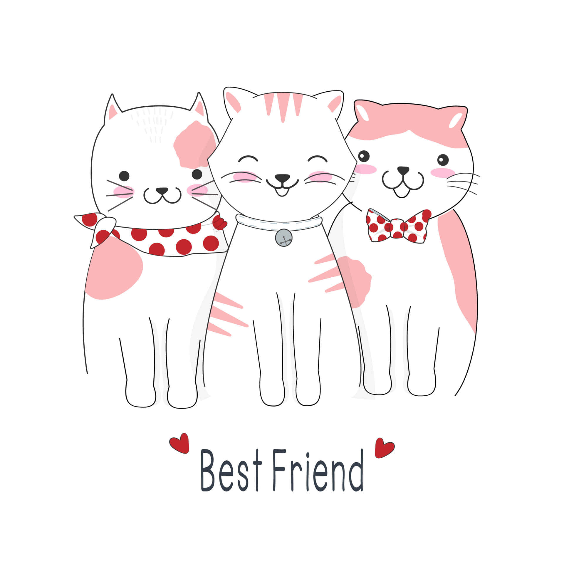 Three Cats Kawaii Best Friend Wallpaper