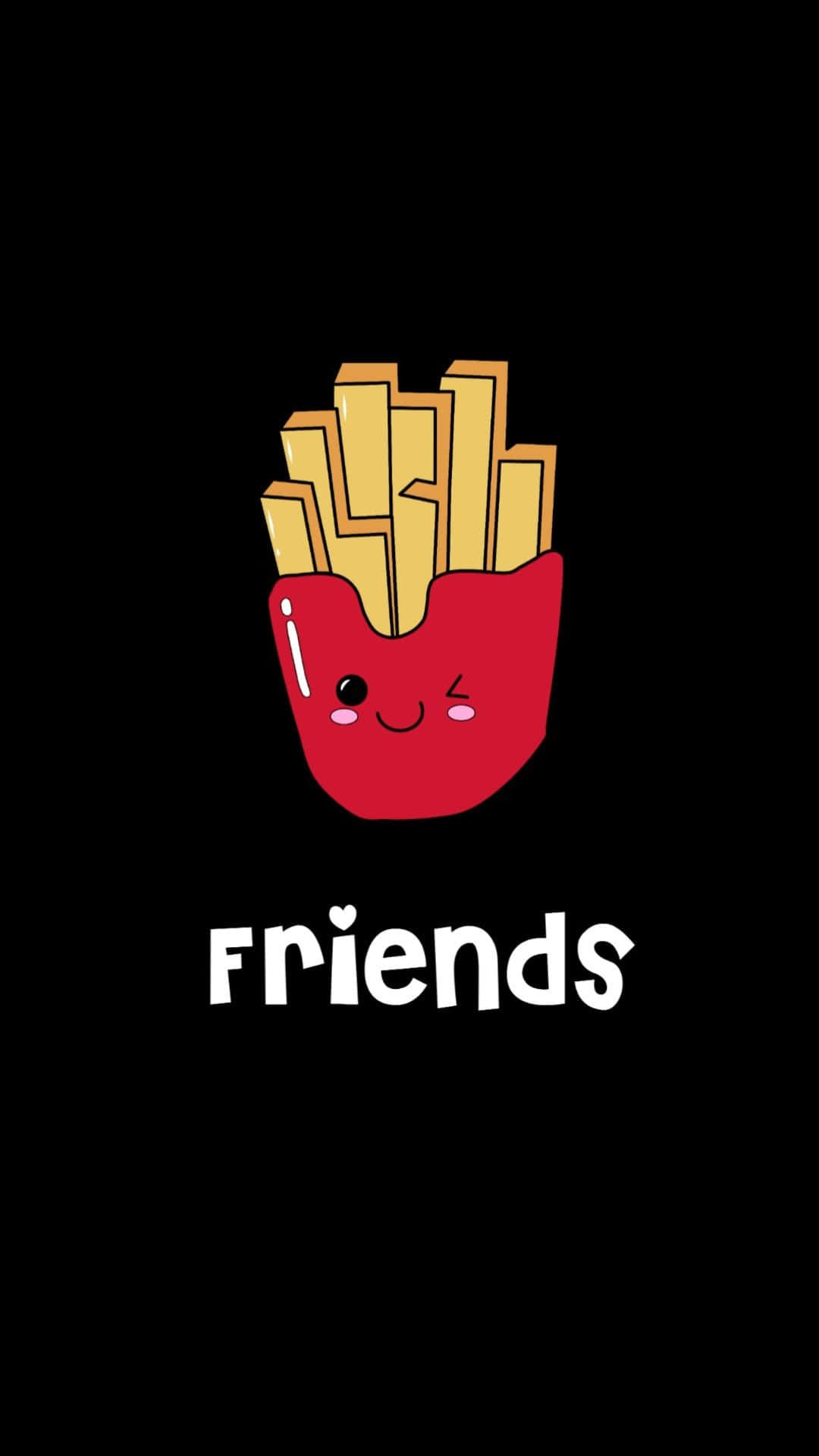 Vær venner- et sødt tegneserie billede af pomfritter Wallpaper