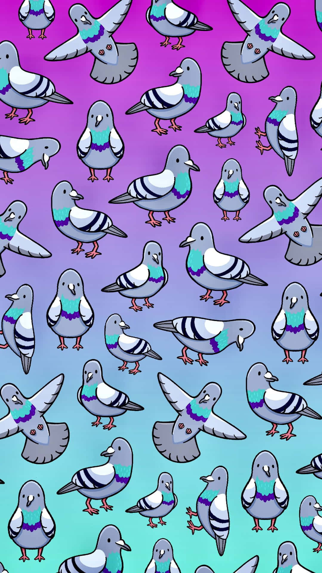 Cute and Colorful Kawaii Bird Wallpaper
