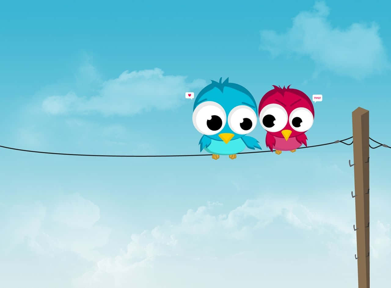 Ilustrasi Burung Kawaii Yang Imut Dan Berwarna Wallpaper