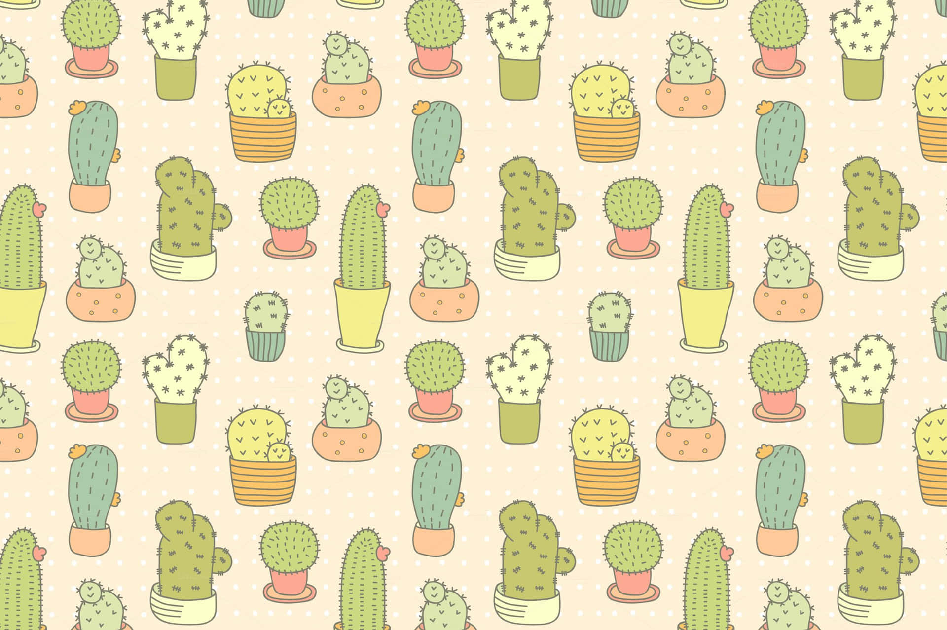 Adorable Kawaii Cactus Illustration Wallpaper