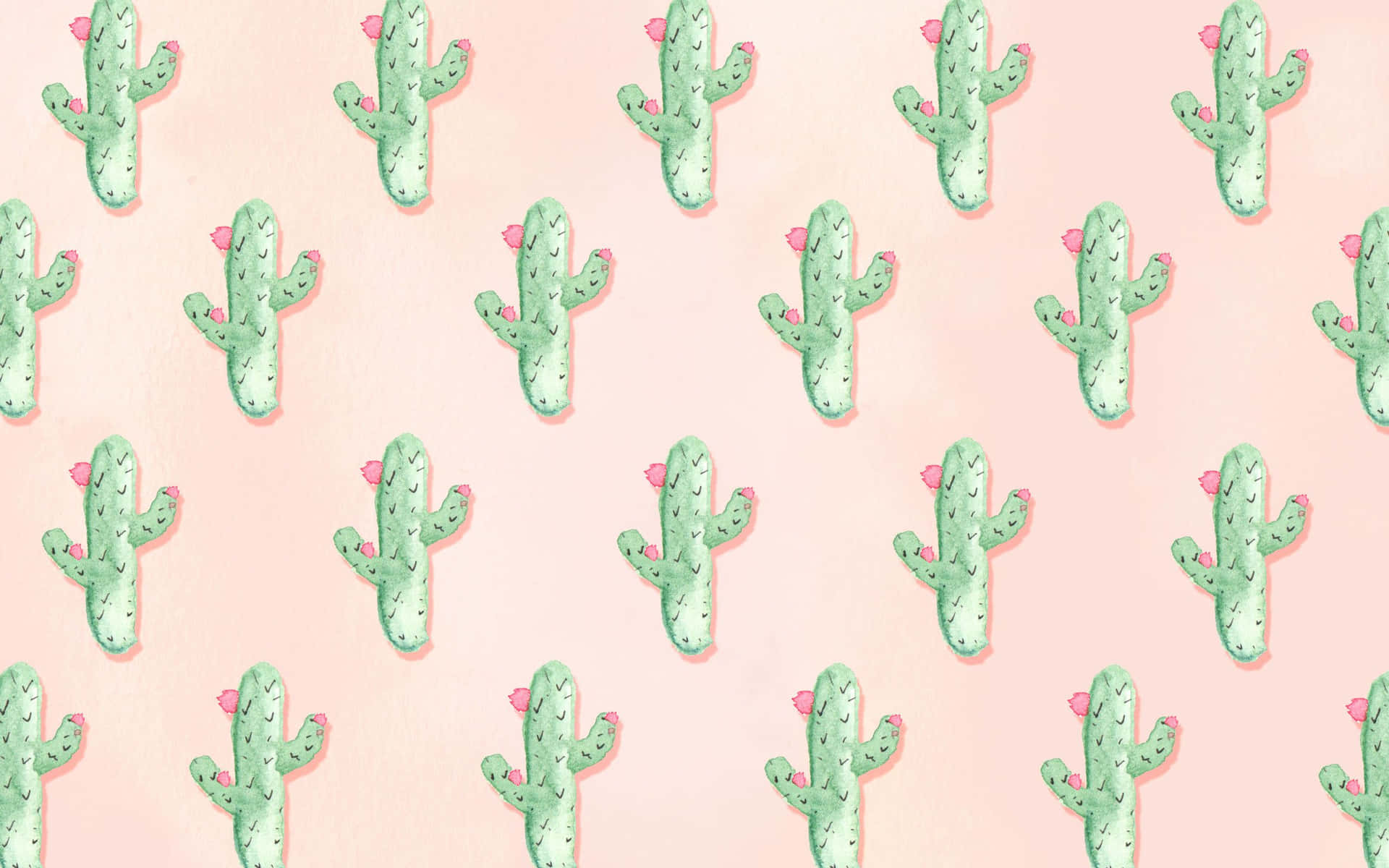 Adorable Kawaii Cactus Illustration Wallpaper