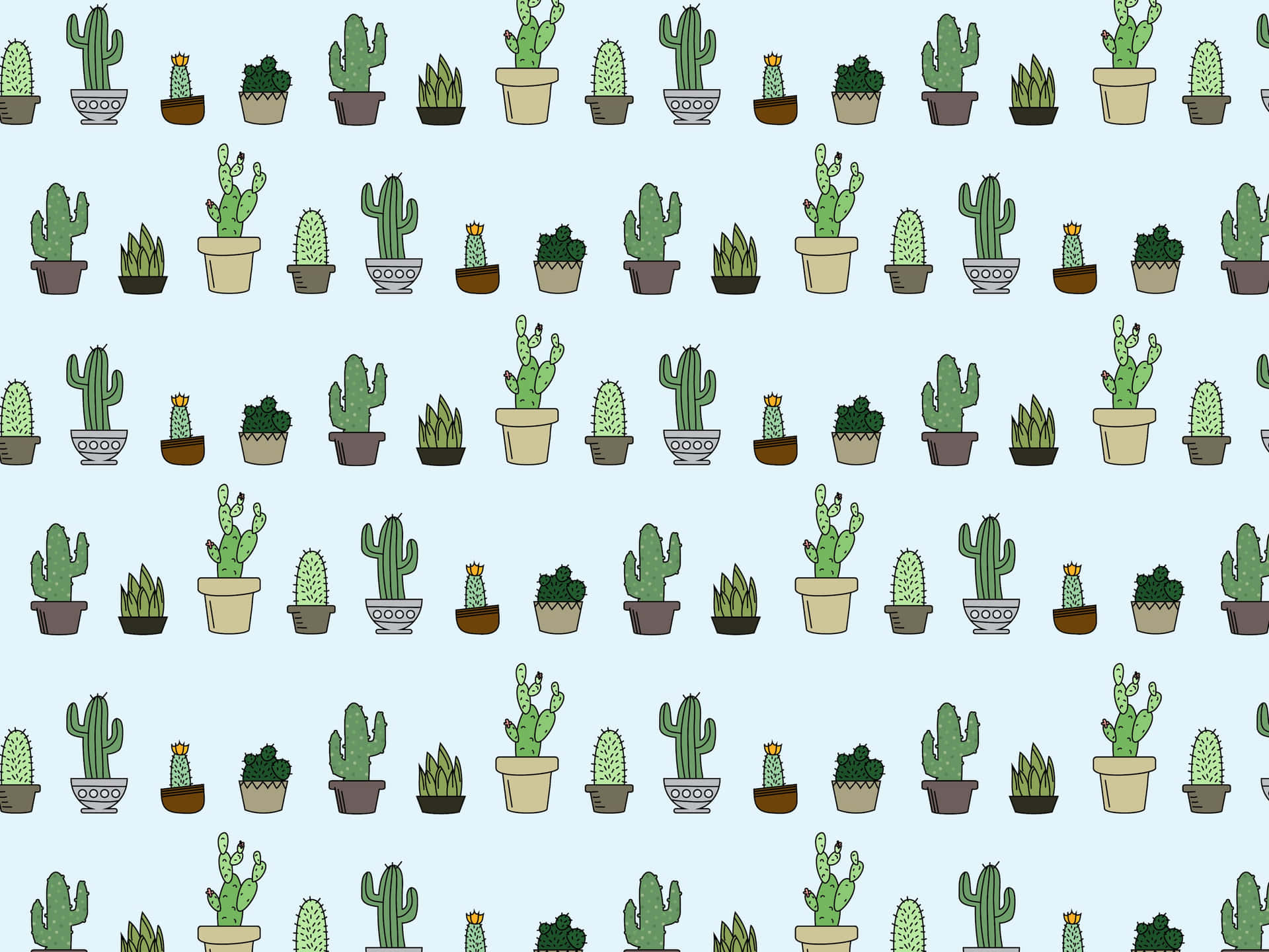Kawaii Cactus: Adorable Cartoon Cacti Friends Wallpaper