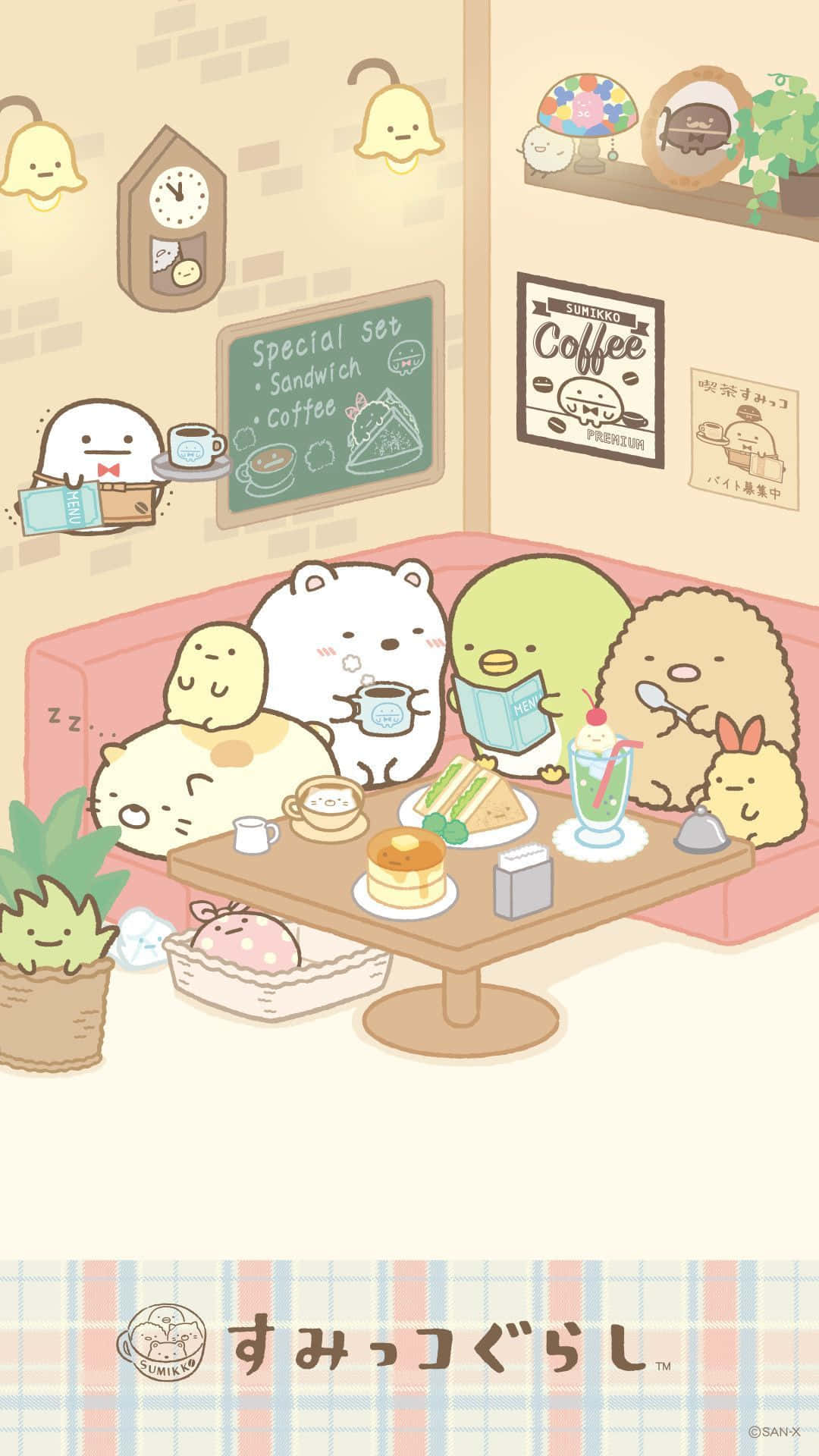 Kawaii Cafe Gathering Illustration Wallpaper