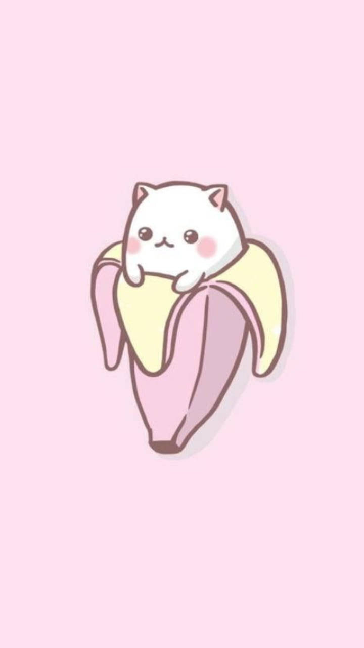 Kawaii Cat In Banana Tumblr Iphone Wallpaper
