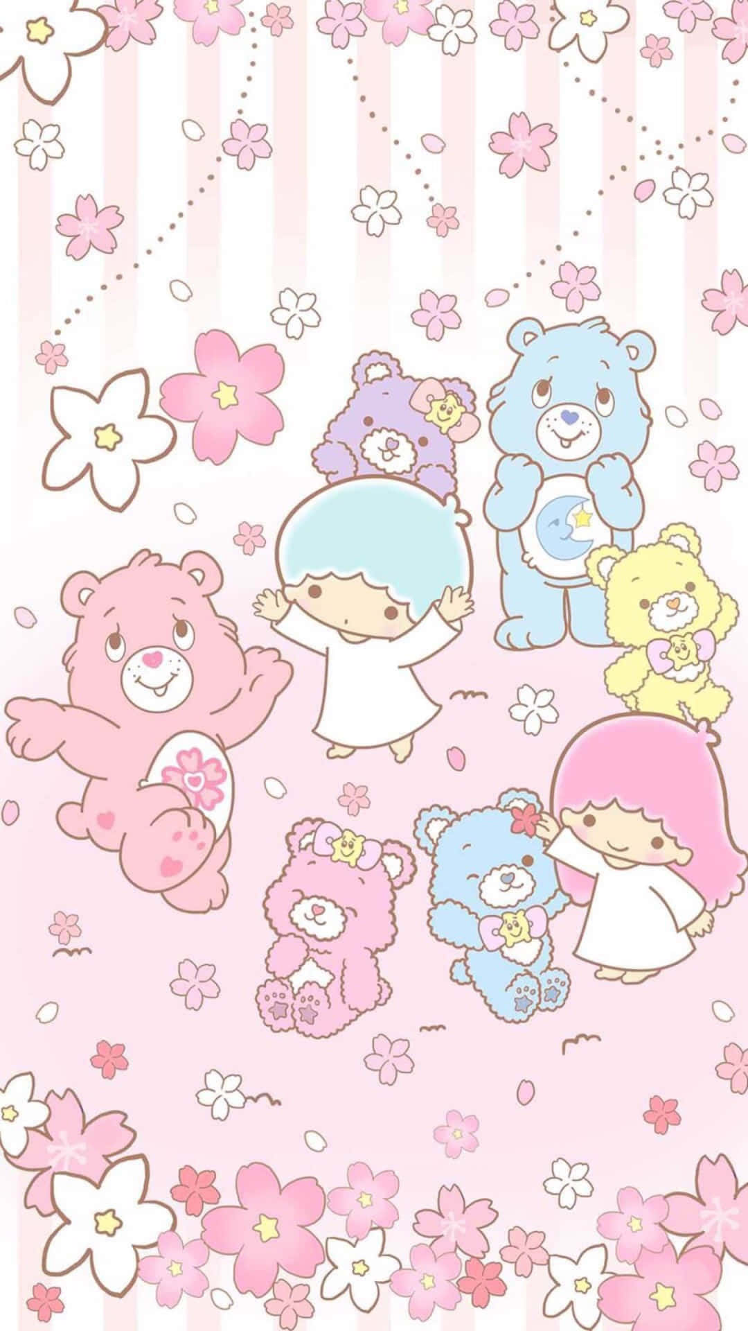 Adorable Kawaii Characters Enjoy a Fun-Filled Day at a Picnic Wallpaper