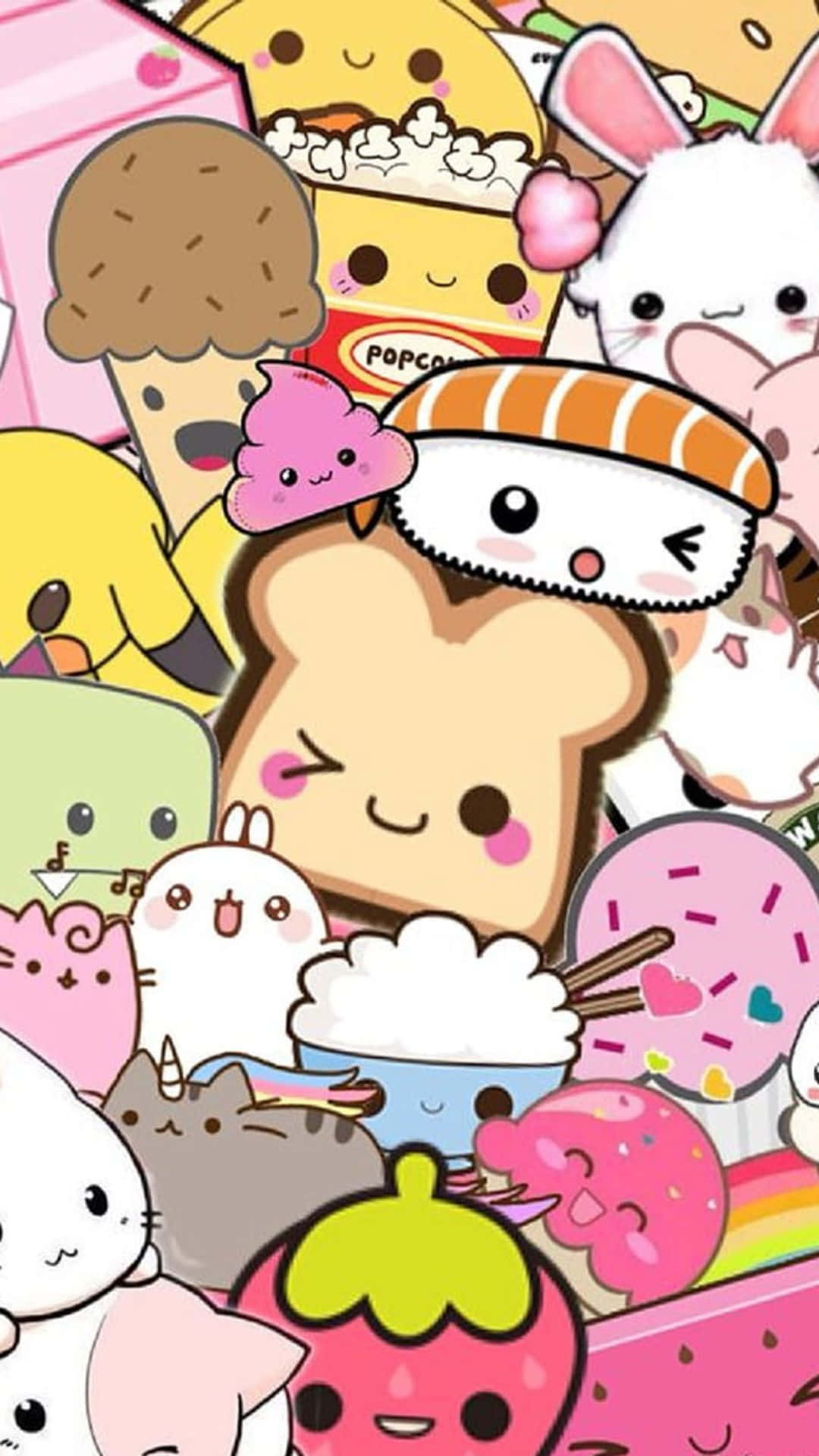 A collection of cute and colorful kawaii characters Wallpaper