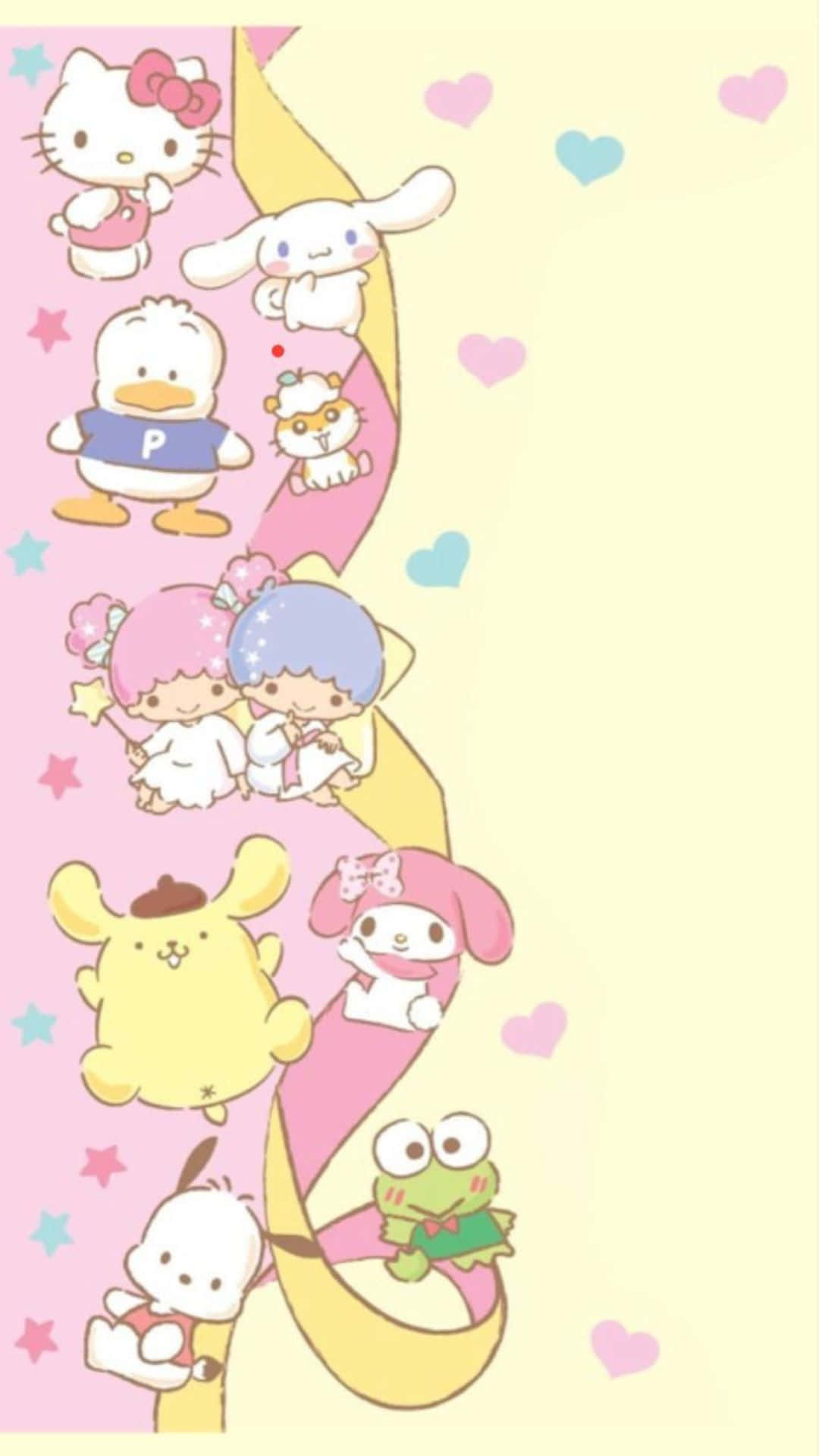 Adorable Kawaii Characters Gathering Wallpaper