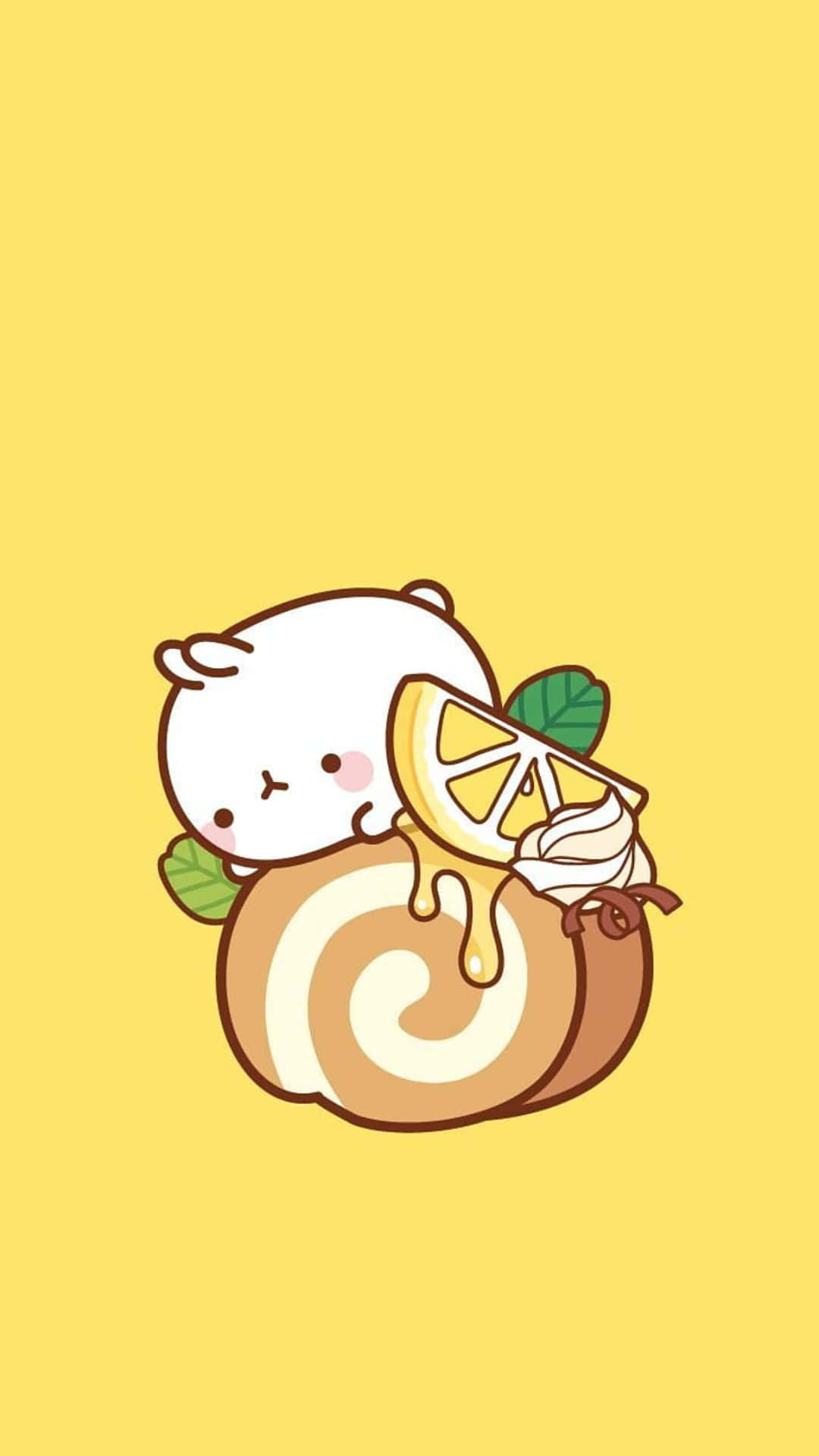 Karakter Kawaii Di Latar Belakang Pastel Wallpaper