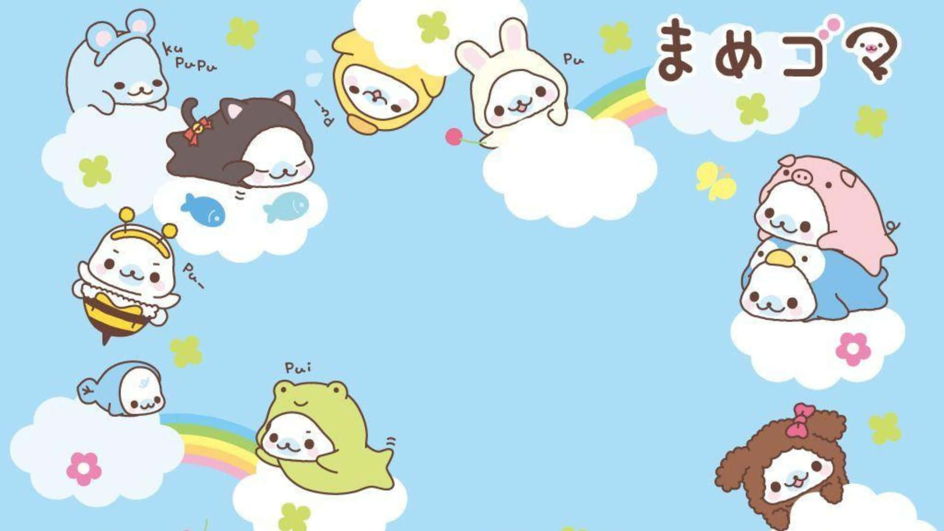 Adorable Kawaii Characters Enjoying a Fun Day Together Wallpaper